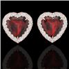 Image 1 : 2.22 ctw Garnet & Micro Pave Diamond Earrings Heart 14k Rose Gold - REF-38K2Y