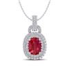 Image 1 : 2.50 ctw Ruby & Micro Pave VS/SI Diamond Necklace 14k White Gold - REF-52F8M