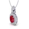 Image 2 : 2.50 ctw Ruby & Micro Pave VS/SI Diamond Necklace 14k White Gold - REF-52F8M