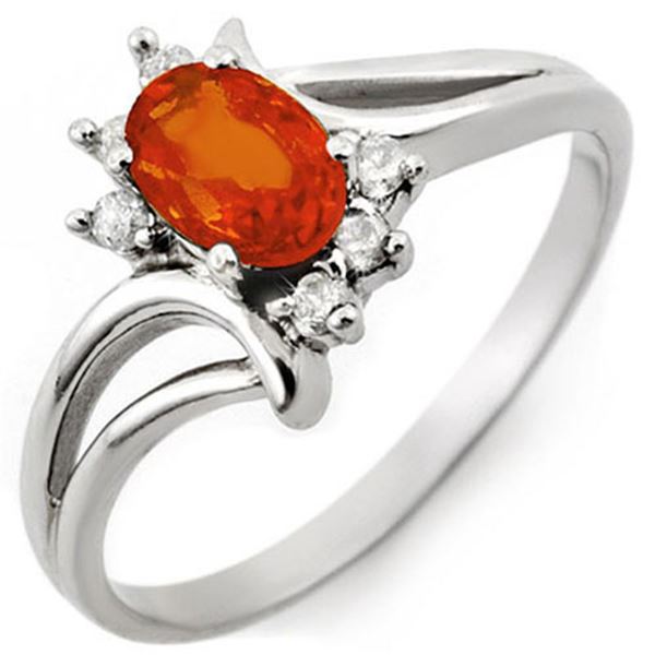 0.70 ctw Orange Sapphire & Diamond Ring 10k White Gold - REF-13G5W