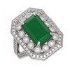 Image 1 : 7.11 ctw Certified Emerald & Diamond Victorian Ring 14K White Gold - REF-178W2H