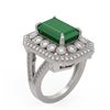 Image 2 : 7.11 ctw Certified Emerald & Diamond Victorian Ring 14K White Gold - REF-178W2H