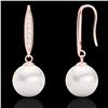 Image 2 : 0.18 ctw Micro VS/SI Diamond & Pearl Designer Earrings 14k Rose Gold - REF-23F2M