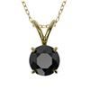 Image 1 : 0.75 ctw Fancy Black Diamond Solitaire Necklace 10k Yellow Gold - REF-18M4G