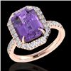 Image 2 : 5.03 ctw Amethyst & Micro Pave VS/SI Diamond Ring 14k Rose Gold - REF-39Y8X