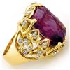 Image 2 : 14.40 ctw Amethyst & Diamond Ring 10k Yellow Gold - REF-83M6G