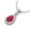 Image 1 : 2.75 ctw Ruby & Micro Pave VS/SI Diamond Necklace 18k White Gold - REF-44G4W