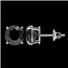 Image 2 : 2.60 ctw Fancy Black Diamond Solitaire Stud Earrings 10k White Gold - REF-43H2R