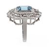 Image 2 : 5.33 ctw Blue Topaz & Diamond Ring 18K White Gold - REF-140W9H