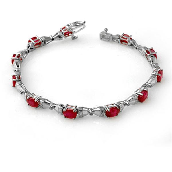 7.11 ctw Ruby & Diamond Bracelet 10k White Gold - REF-105A5N