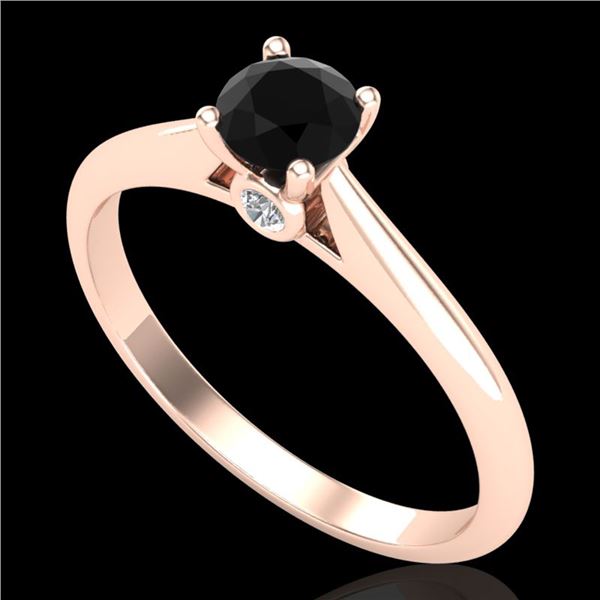 0.4 ctw Fancy Black Diamond Engagment Art Deco Ring 18k Rose Gold - REF-25F2M