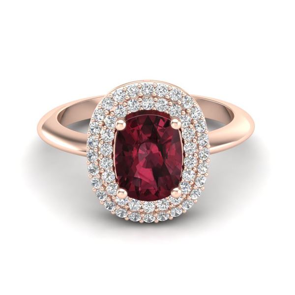 2.50 ctw Garnet With Micro VS/SI Diamond Ring Halo 14k Rose Gold - REF-49X5A