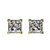 Image 1 : 1 ctw Certified VS/SI Quality Princess Diamond Stud Earrings 10k Yellow Gold - REF-120M3G