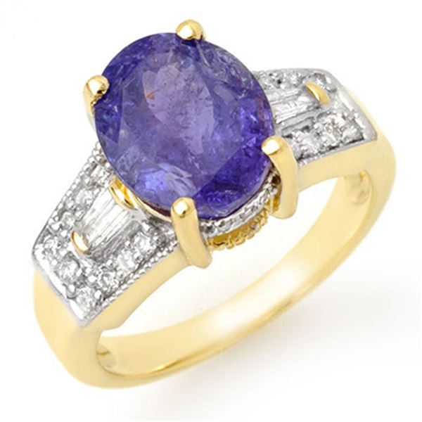 5.55 ctw Tanzanite & Diamond Ring 10k Yellow Gold - REF-144K8Y