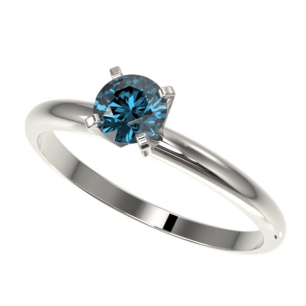 0.50 ctw Certified Intense Blue Diamond Engagment Ring 10k White Gold - REF-47H9R