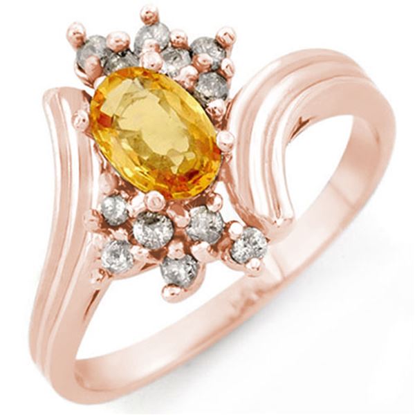 1.0 ctw Yellow Sapphire & Diamond Ring 14k Rose Gold - REF-26W8H