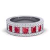 Image 1 : 2.34 ctw Ruby & Micro Pave VS/SI Diamond Designer Ring 10k White Gold - REF-55A2N