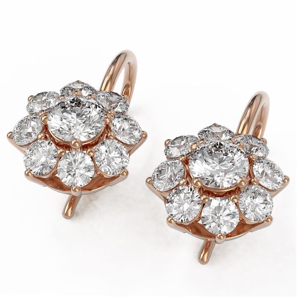 1.82 ctw Diamond Designer Earrings 18K Rose Gold - REF-132N8F