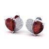 Image 1 : 2.50 ctw Garnet & Micro Pave VS/SI Diamond Earrings 10k White Gold - REF-22H5R