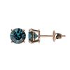 Image 2 : 1.08 ctw Certified Intense Blue Diamond Stud Earrings 10k Rose Gold - REF-71F2M