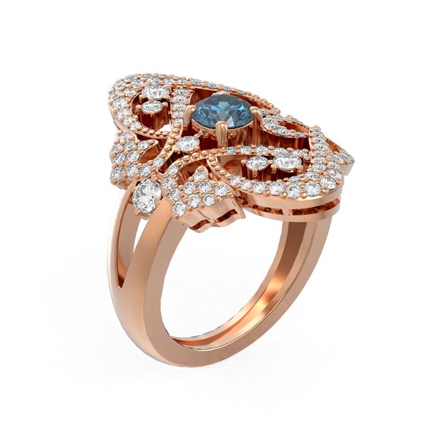 2.02 ctw Intense Blue Diamond Ring 18K Rose Gold - REF-234F4M