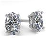 Image 1 : 1.0 ctw Oval Cut VS/SI Diamond Stud Designer Earrings 14k White Gold - REF-121G5W
