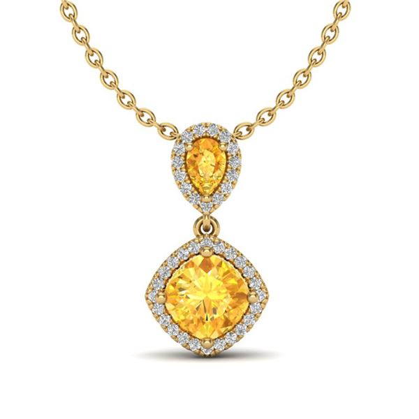 2.63 ctw Citrine & Micro VS/SI Diamond Necklace Designer 10k Yellow Gold - REF-36A6N