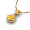 Image 2 : 2.63 ctw Citrine & Micro VS/SI Diamond Necklace Designer 10k Yellow Gold - REF-36A6N