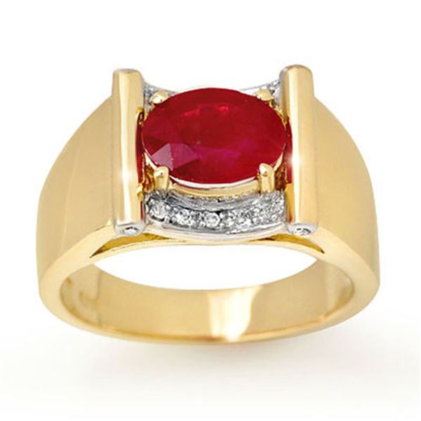 2.33 ctw Ruby & Diamond Men's Ring 10k Yellow Gold - REF-46A5N