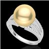 Image 2 : 0.30 ctw Micro Pave VS/SI Diamond & Golden Pearl Ring 18k White Gold - REF-39M3G