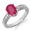 Image 1 : 3.28 ctw Ruby & Diamond Ring 18k White Gold - REF-52N3F