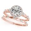 Image 1 : 0.86 ctw Certified VS/SI Diamond 2pc Wedding Set Halo 14k Rose Gold - REF-92G8W