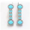 Image 1 : 9.94 ctw Turquoise & Diamond Earrings 14K Rose Gold - REF-172M5G