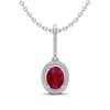 Image 1 : 2 ctw Ruby & Micro Pave VS/SI Diamond Necklace Halo 18k White Gold - REF-55A2N