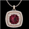 Image 1 : 2.27 ctw Garnet & Micro Pave VS/SI Diamond Necklace 14k Rose Gold - REF-41H8R