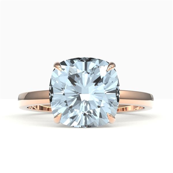 4.50 ctw Cushion Aquamarine Designer Engagment RNG 14k Rose Gold - REF-53Y5X