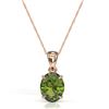 Image 2 : 3 ctw Green Tourmaline Designer Solitaire Necklace 14k Rose Gold - REF-32A3N