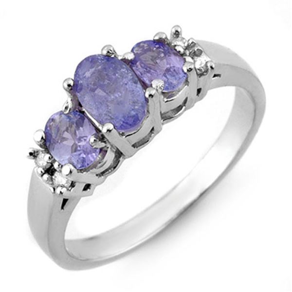 0.99 ctw Tanzanite & Diamond Ring 10k White Gold - REF-19K8Y