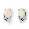 Image 1 : 1.03 ctw Opal & Diamond Earrings 18k White Gold - REF-17H5R