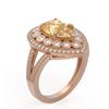 Image 2 : 4.12 ctw Canary Citrine & Diamond Victorian Ring 14K Rose Gold - REF-125A5N