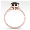 Image 3 : 1.0 ctw Black Diamond Engagment Ring Vintage 18k Rose Gold - REF-42F2M