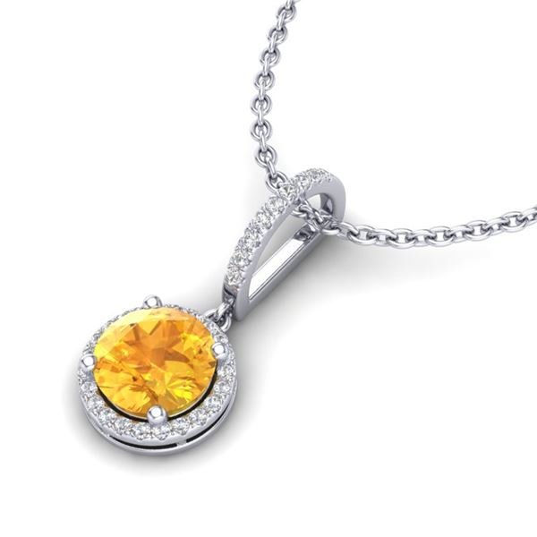 2 ctw Citrine & Micro Pave VS/SI Diamond Necklace 18k White Gold - REF-42A4N