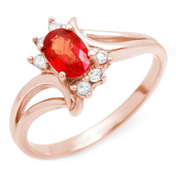 0.70 ctw Red Sapphire & Diamond Ring 14k Rose Gold - REF-18Y3X