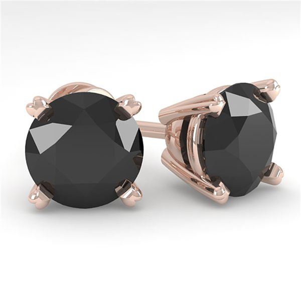 4.0 ctw Black Diamond Stud Designer Earrings 18k Rose Gold - REF-81Y2X