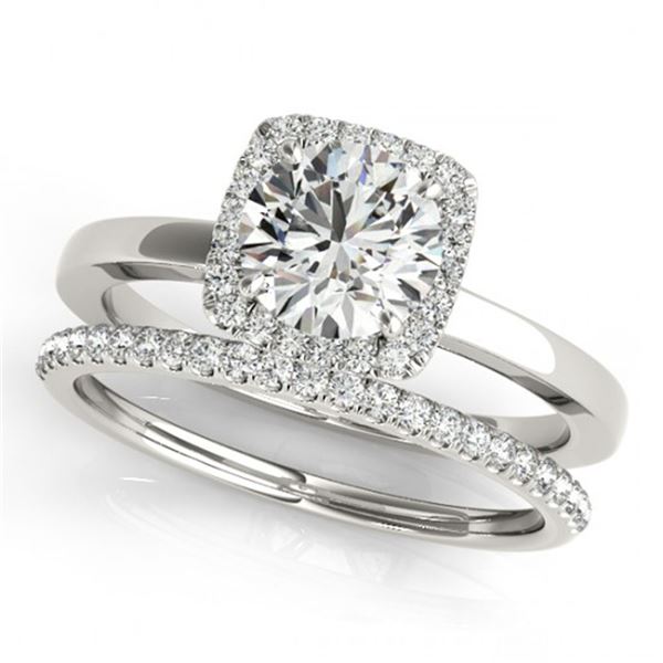 0.83 ctw Certified VS/SI Diamond 2pc Wedding Set Halo 14k White Gold - REF-98G2W