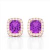 Image 1 : 2.50 ctw Amethyst & Micro Pave VS/SI Diamond Earrings 10k Rose Gold - REF-34F3M