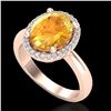 Image 2 : 2.50 ctw Citrine & Micro Pave VS/SI Diamond Ring 14k Rose Gold - REF-29N2F