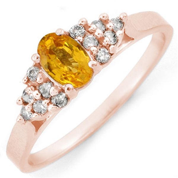 0.74 ctw Yellow Sapphire & Diamond Ring 10k Rose Gold - REF-16W8H