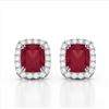 Image 1 : 2.50 ctw Ruby & Micro Pave VS/SI Diamond Certified Earrings 10k White Gold - REF-38R2K