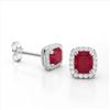Image 2 : 2.50 ctw Ruby & Micro Pave VS/SI Diamond Certified Earrings 10k White Gold - REF-38R2K